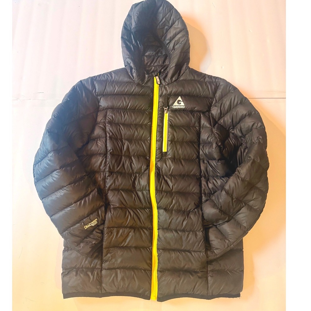 Gerry Boys Black 650 Fill Power Down Puffer Jacket Hooded Size L 14/16